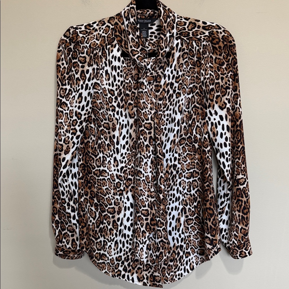 White House Black Market Leopard Print Blouse